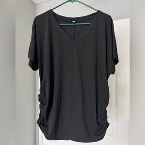 Elegant Black V-Neck Ruched Top